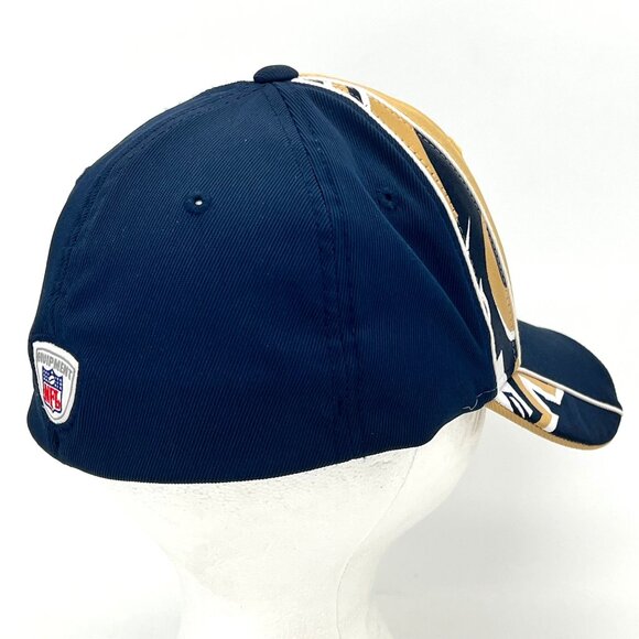 Reebok NFL St. Louis LA Rams Cap Hat Navy & Gold Fitted Stretch Elastic OSFA - Picture 5 of 15